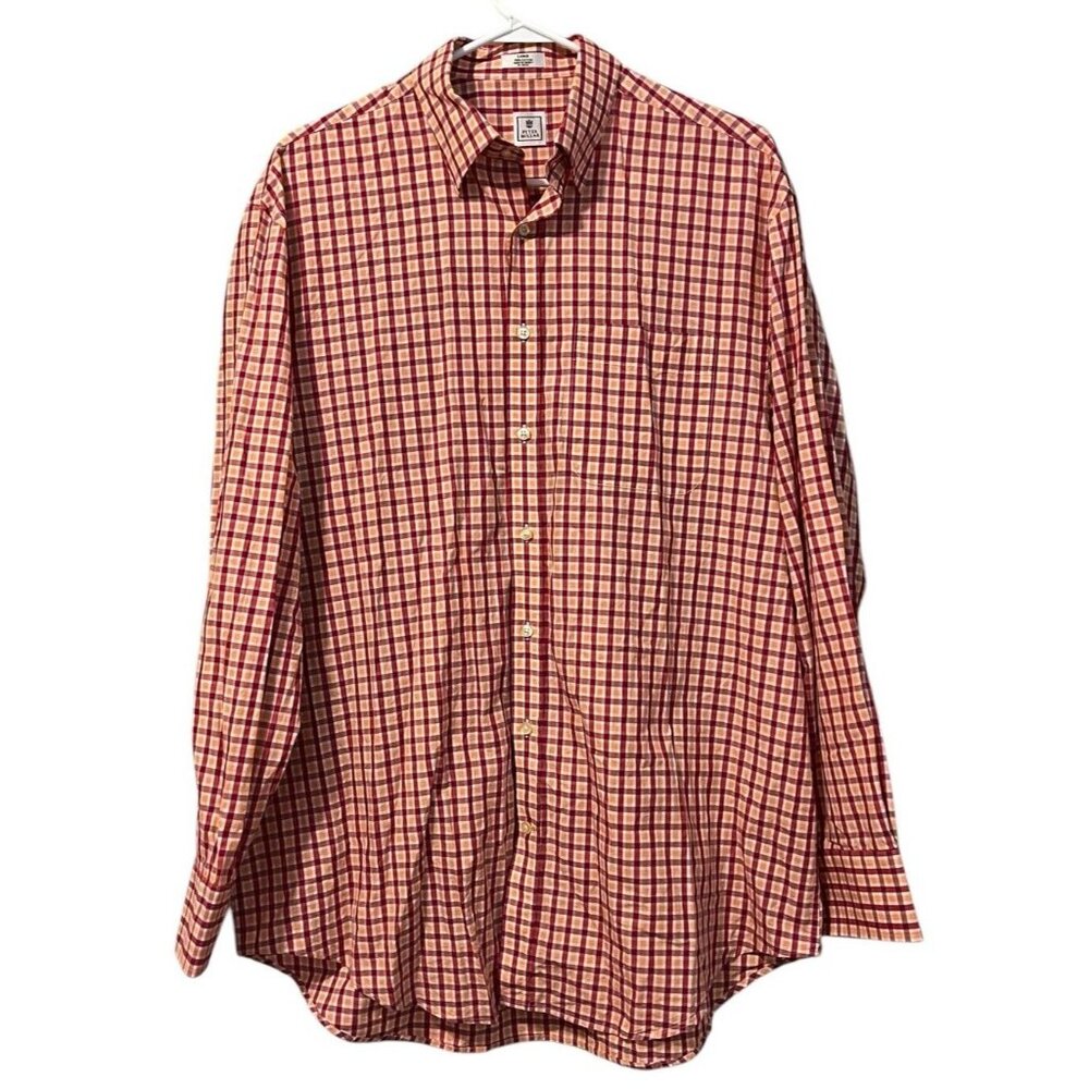 Peter Millar Men L‎ 100% Cotton Checkered Long Sleeve Button Down Shirt Preppy